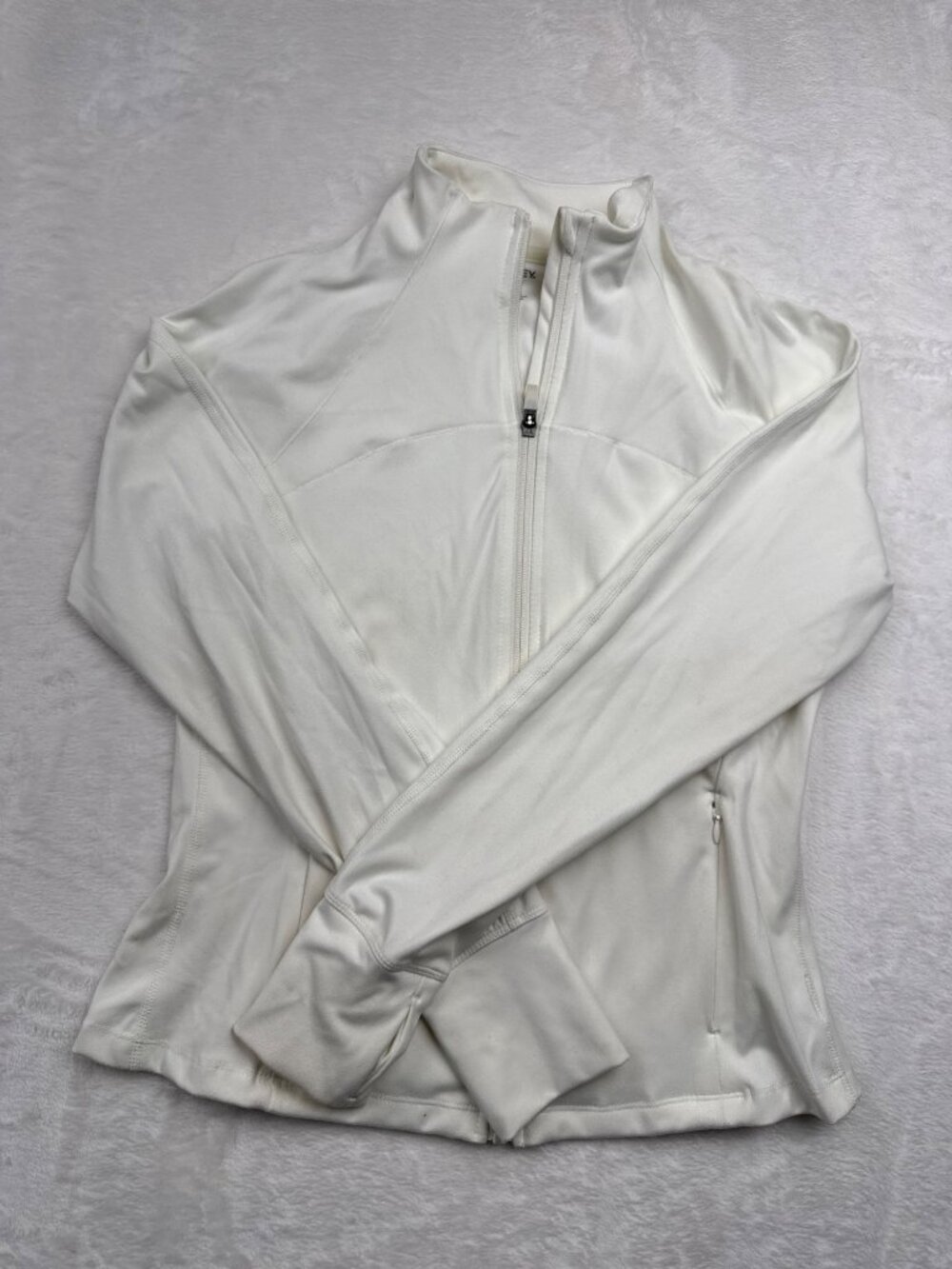 Jockey Womens White Full-Zip Jacket Size S Polyester Blend Mock Neck
